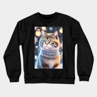 British Shorthair Kitten Enjoys Holiday Crewneck Sweatshirt